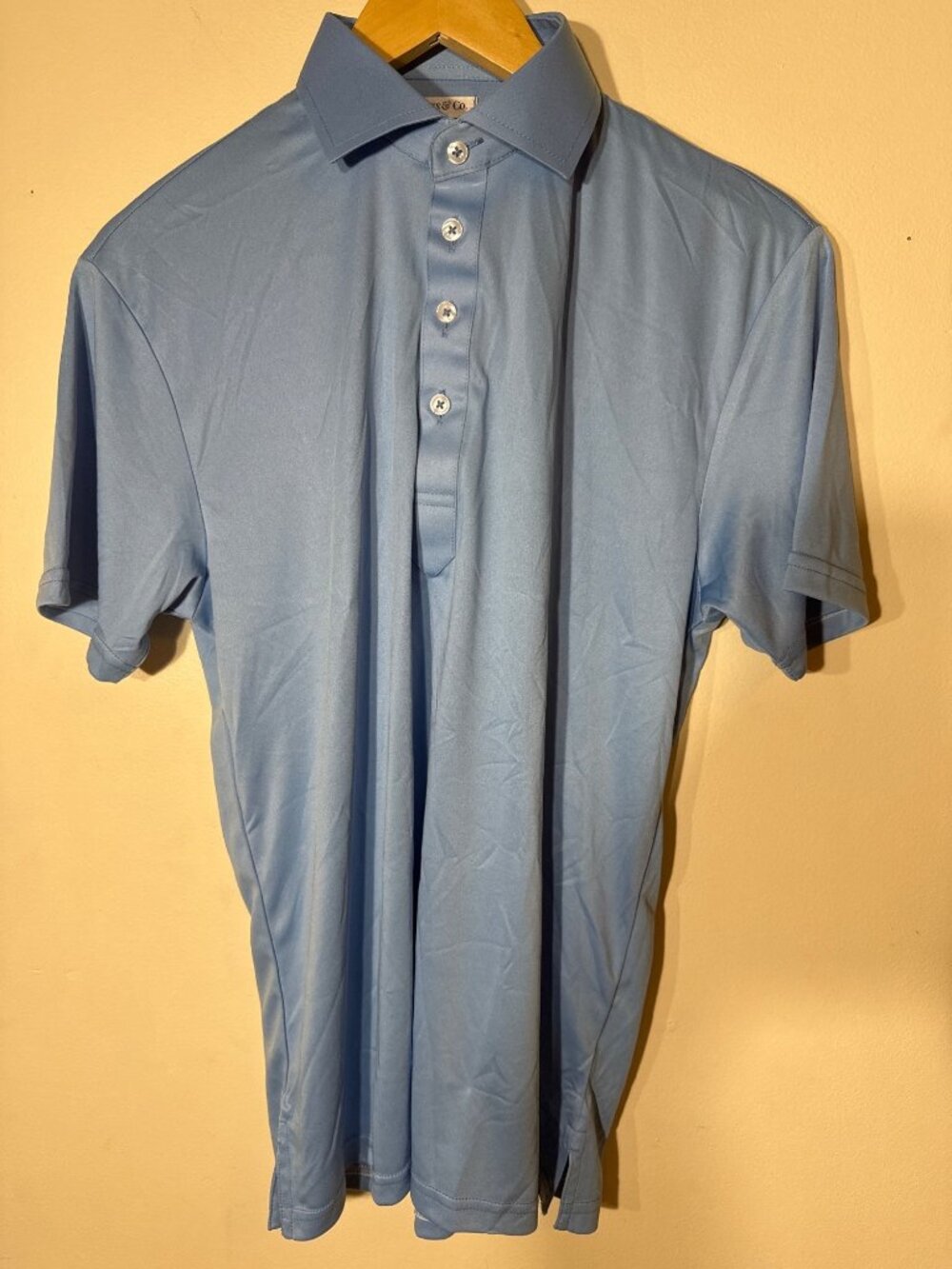 Collars & Co. Mens Dress Collar Polo Shirt Small Light Blue